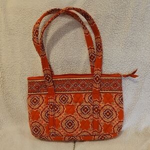 Vera Bradley Orange Quilted Patterned Shoulder Tote